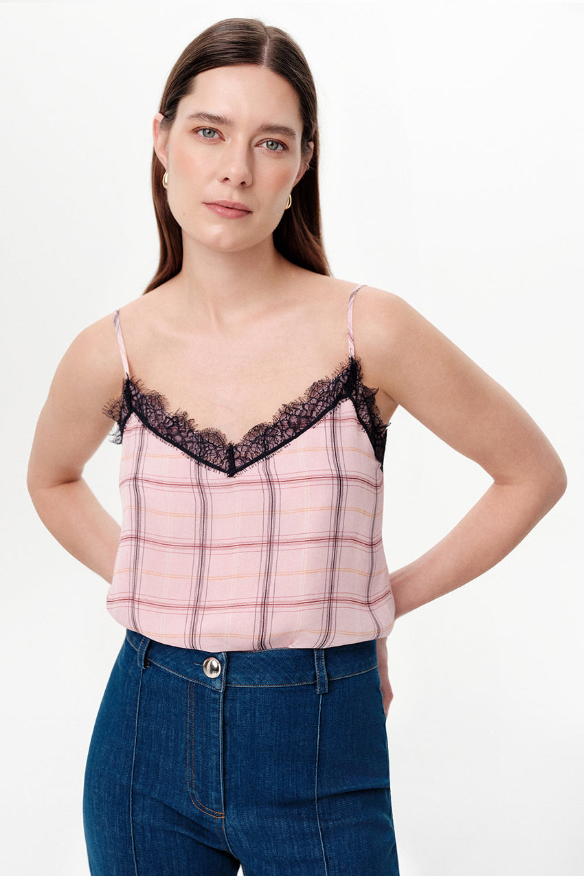 Adjustable Strap Lace Detail Blouse - MULTICOLOR