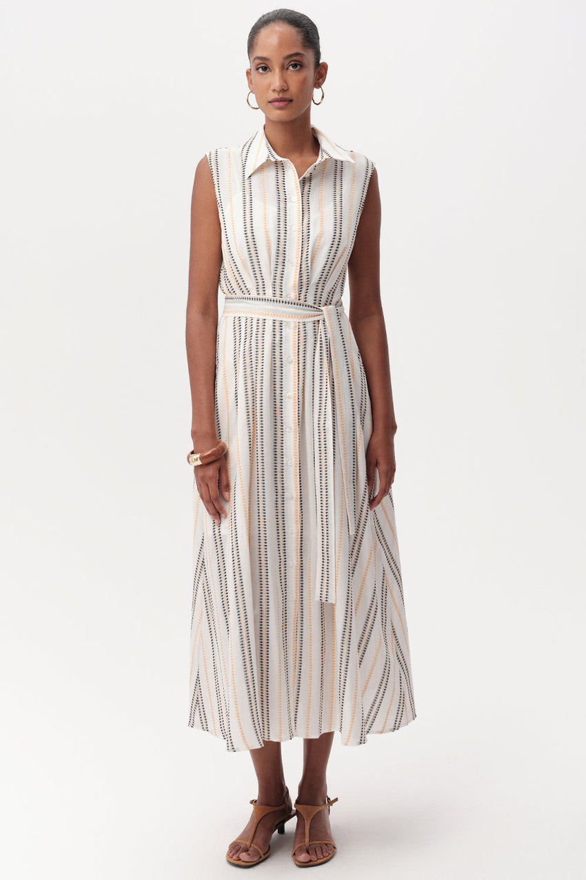 Shirt Collar  Midi Dress - MULTI COLOR