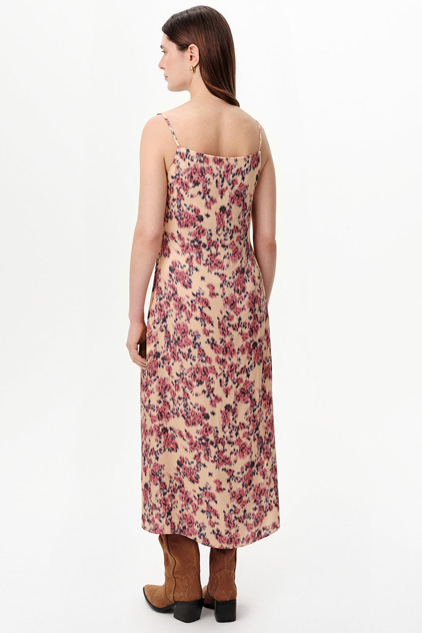 Strappy Cowl Neck Satin Midi Dress - MULTICOLOR