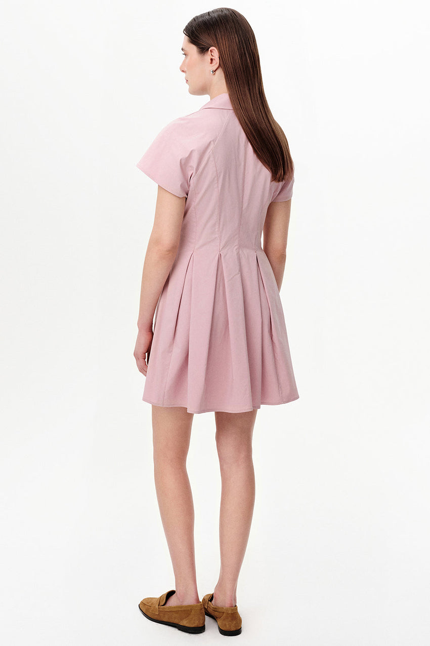 Raglan Sleeve Pleated Mini Dress - PINK