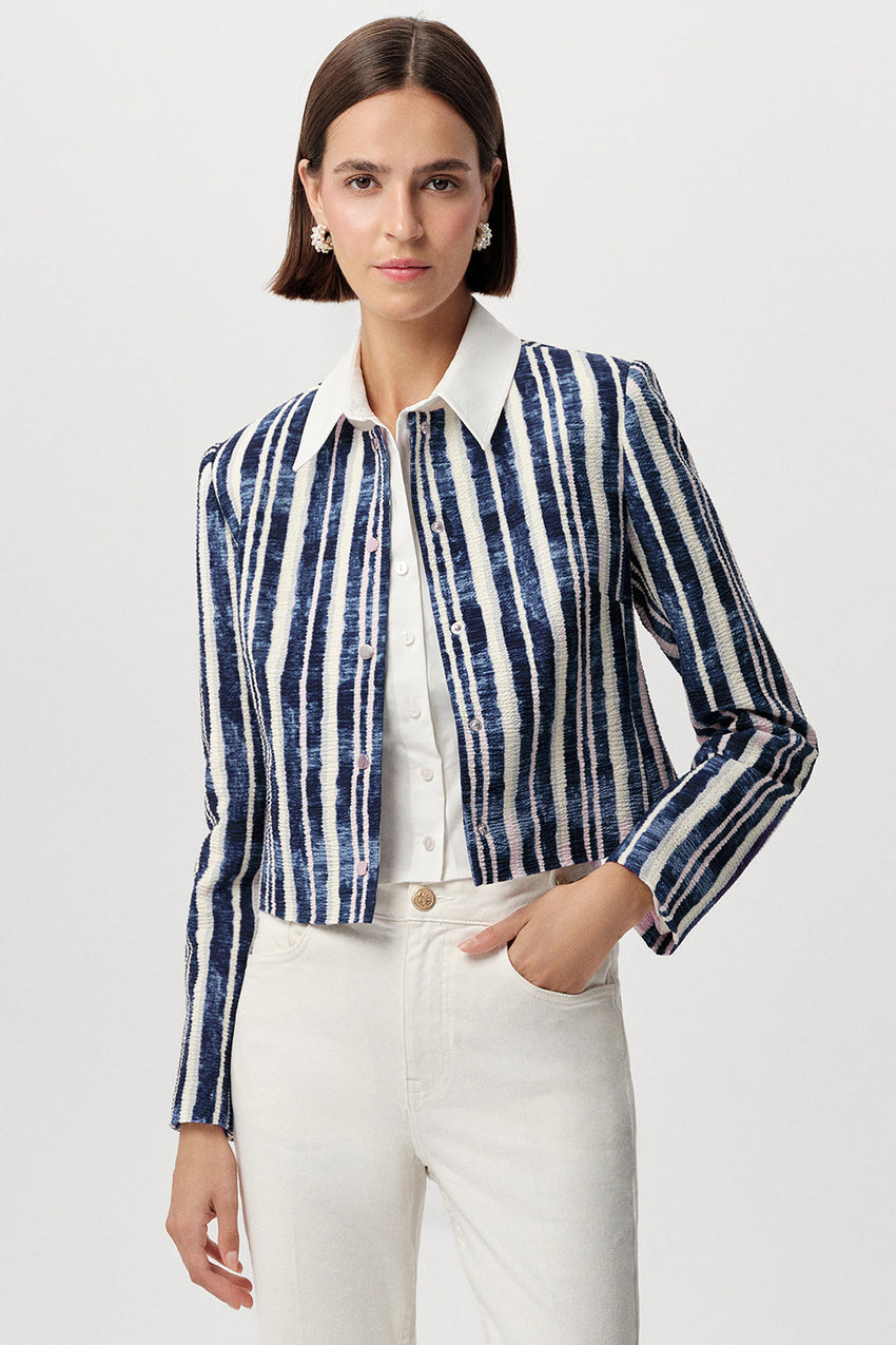 Crew Neck Jacket - ROYAL BLUE-BONE
