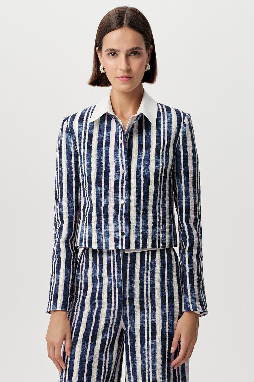 Crew Neck Jacket - ROYAL BLUE-BONE
