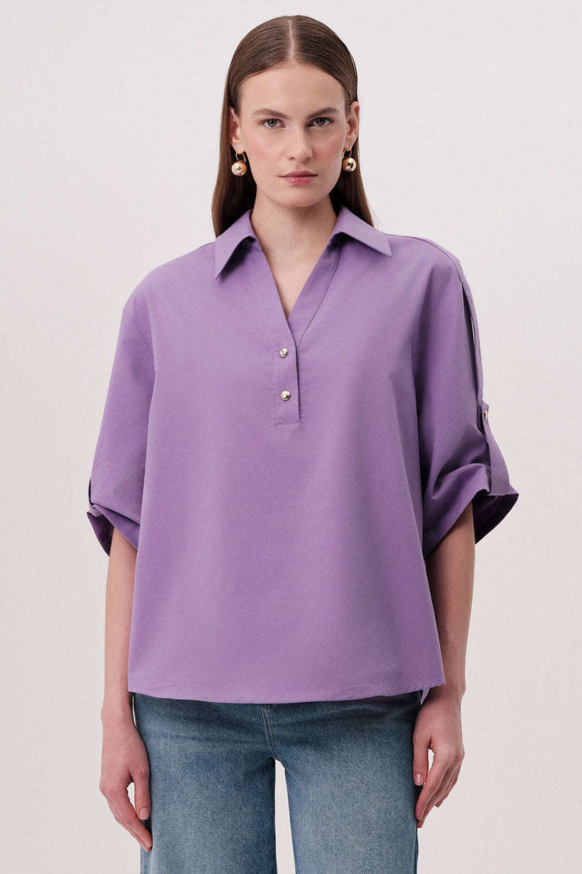 Kaylin Short Sleeve Blouse - LILAC