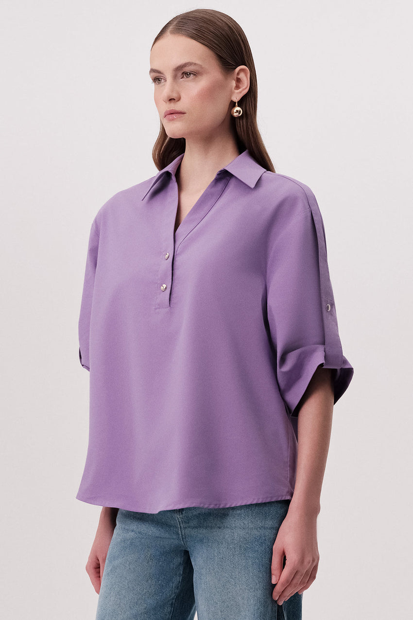 Kaylin Short Sleeve Blouse - LILAC