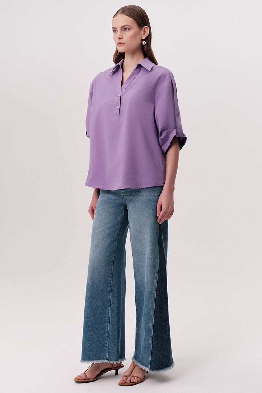 Kaylin Short Sleeve Blouse - LILAC