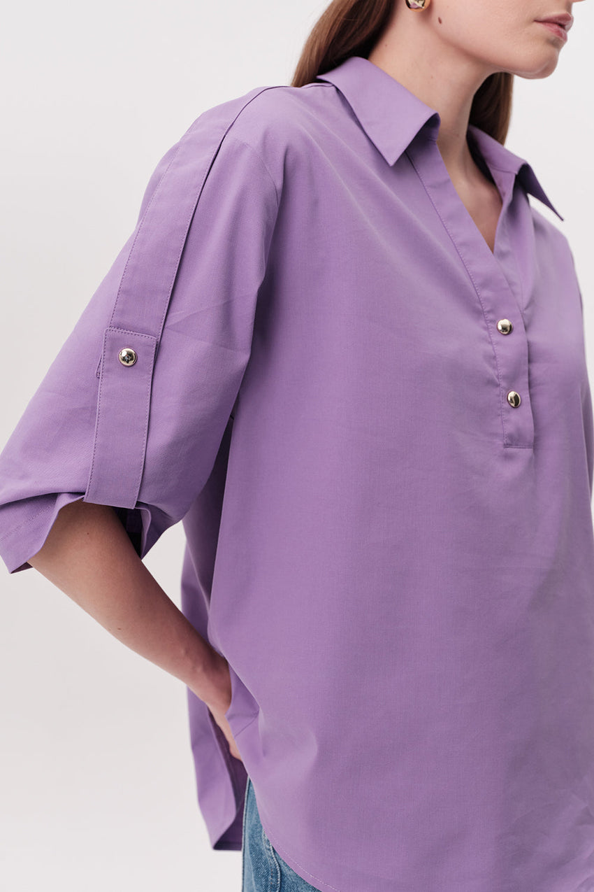 Kaylin Short Sleeve Blouse - LILAC