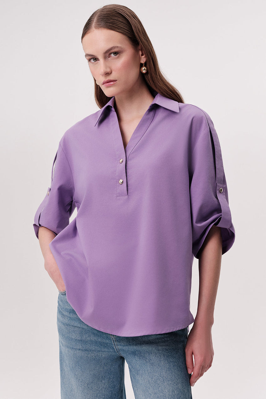 Kaylin Short Sleeve Blouse - LILAC