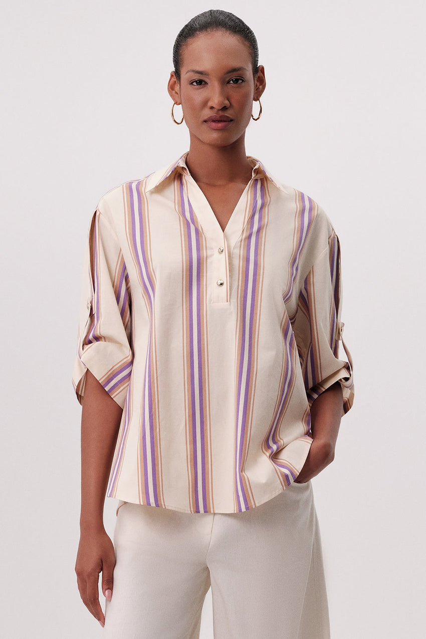 Melissa Short Sleeve Blouse - MULTI COLOR