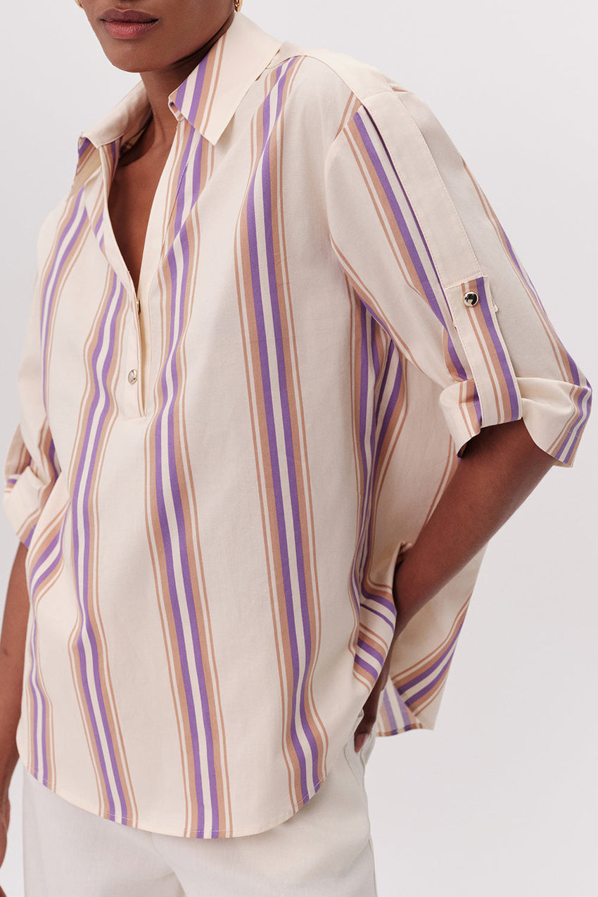 Melissa Short Sleeve Blouse - MULTI COLOR