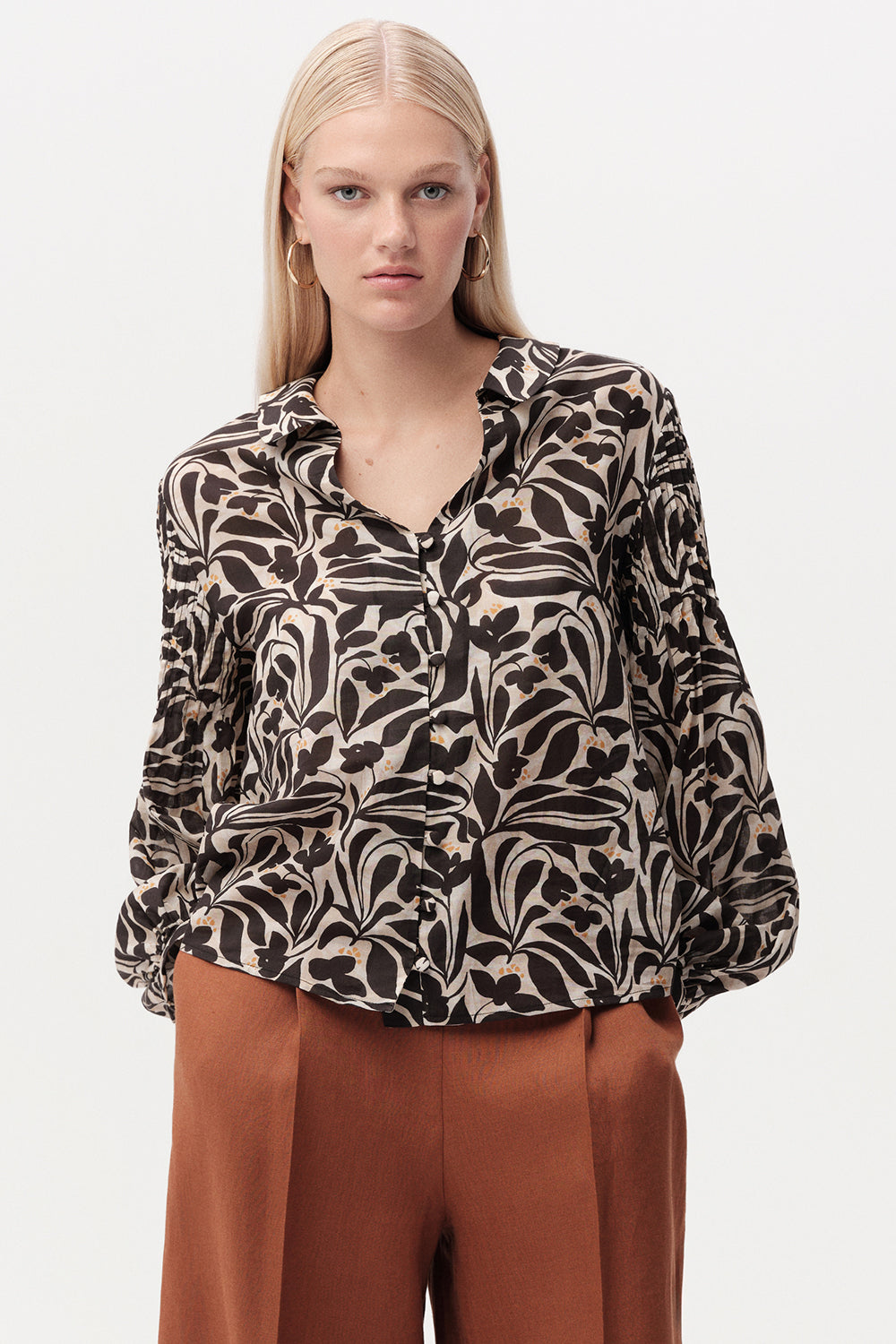 Button Up Shirt Collar Long Sleeve Shirt - MULTICOLOR