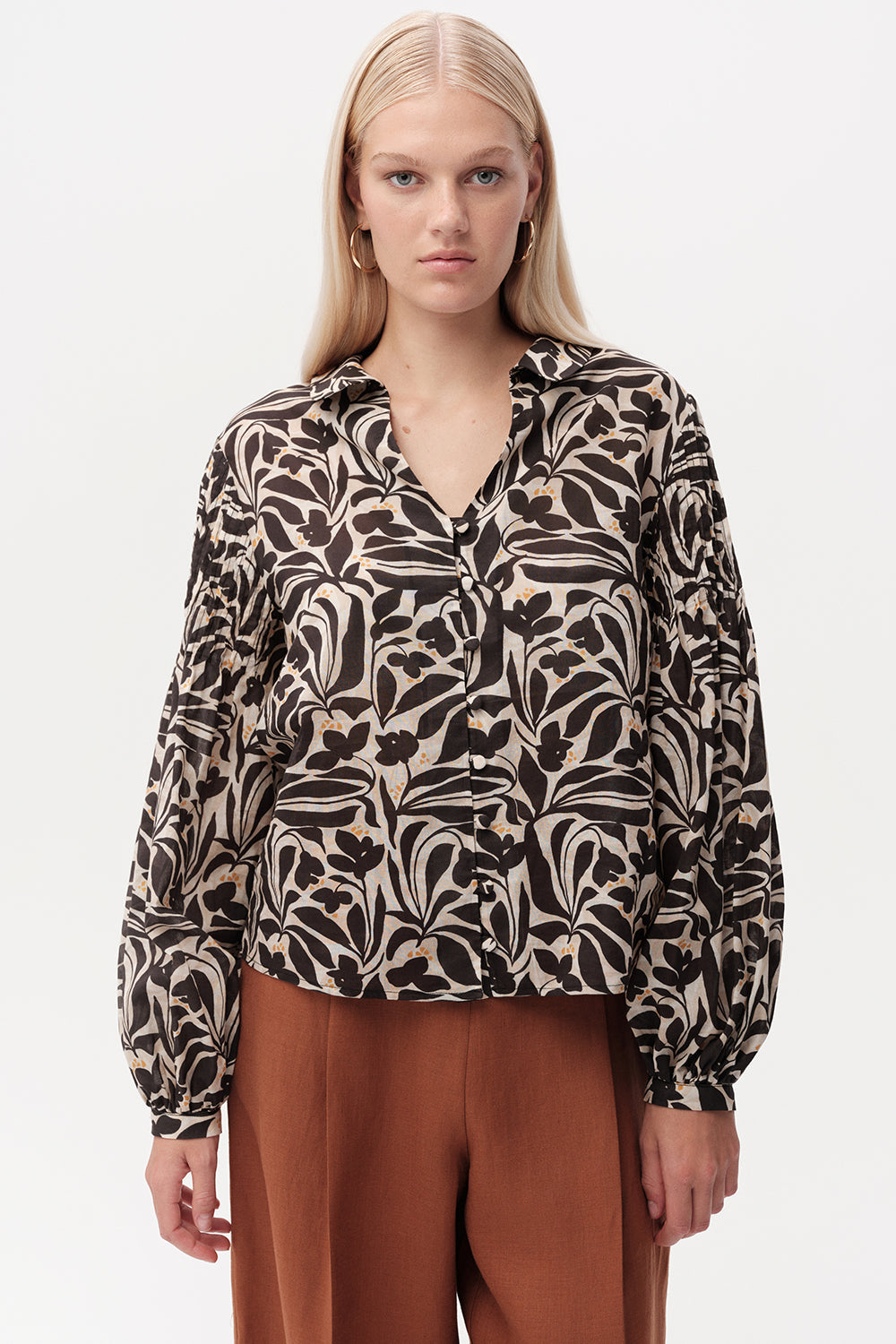 Button Up Shirt Collar Long Sleeve Shirt - MULTICOLOR