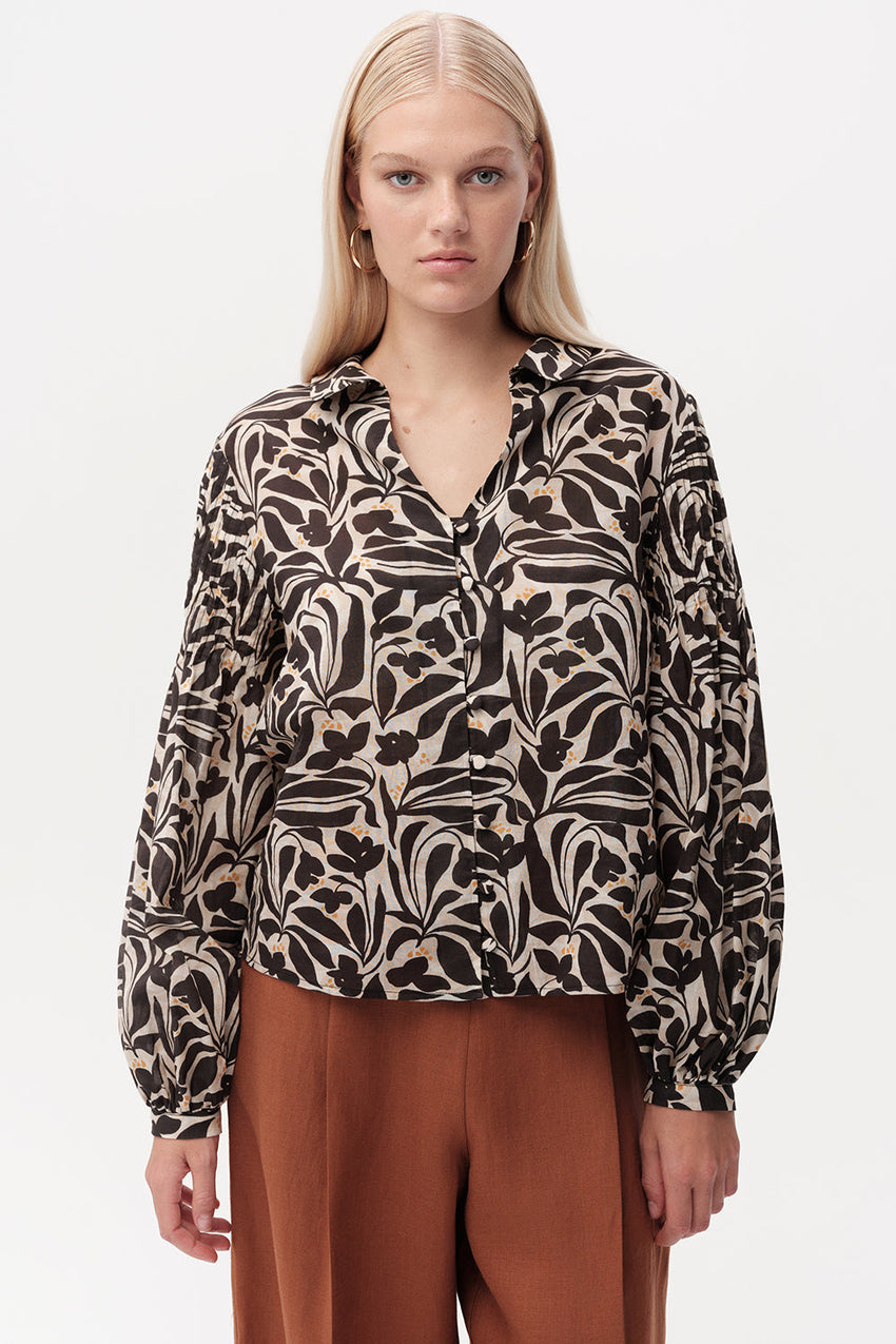 Button Up Shirt Collar Long Sleeve Shirt - MULTICOLOR