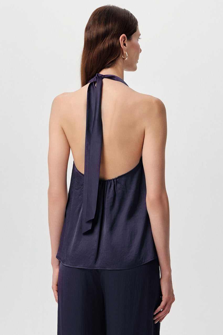Tasha Cross Neckline Blouse - NAVY BLUE
