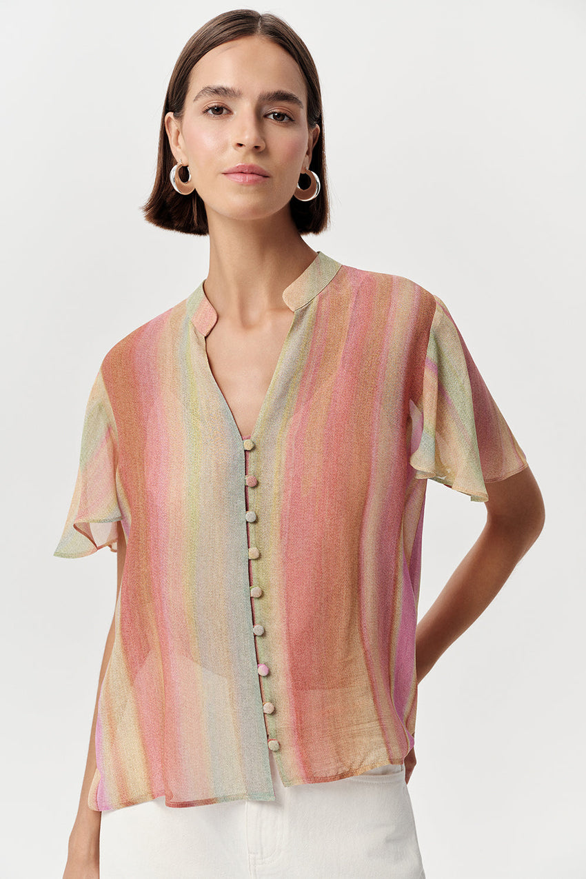Nadine Short Sleeve Blouse - MULTI COLOR