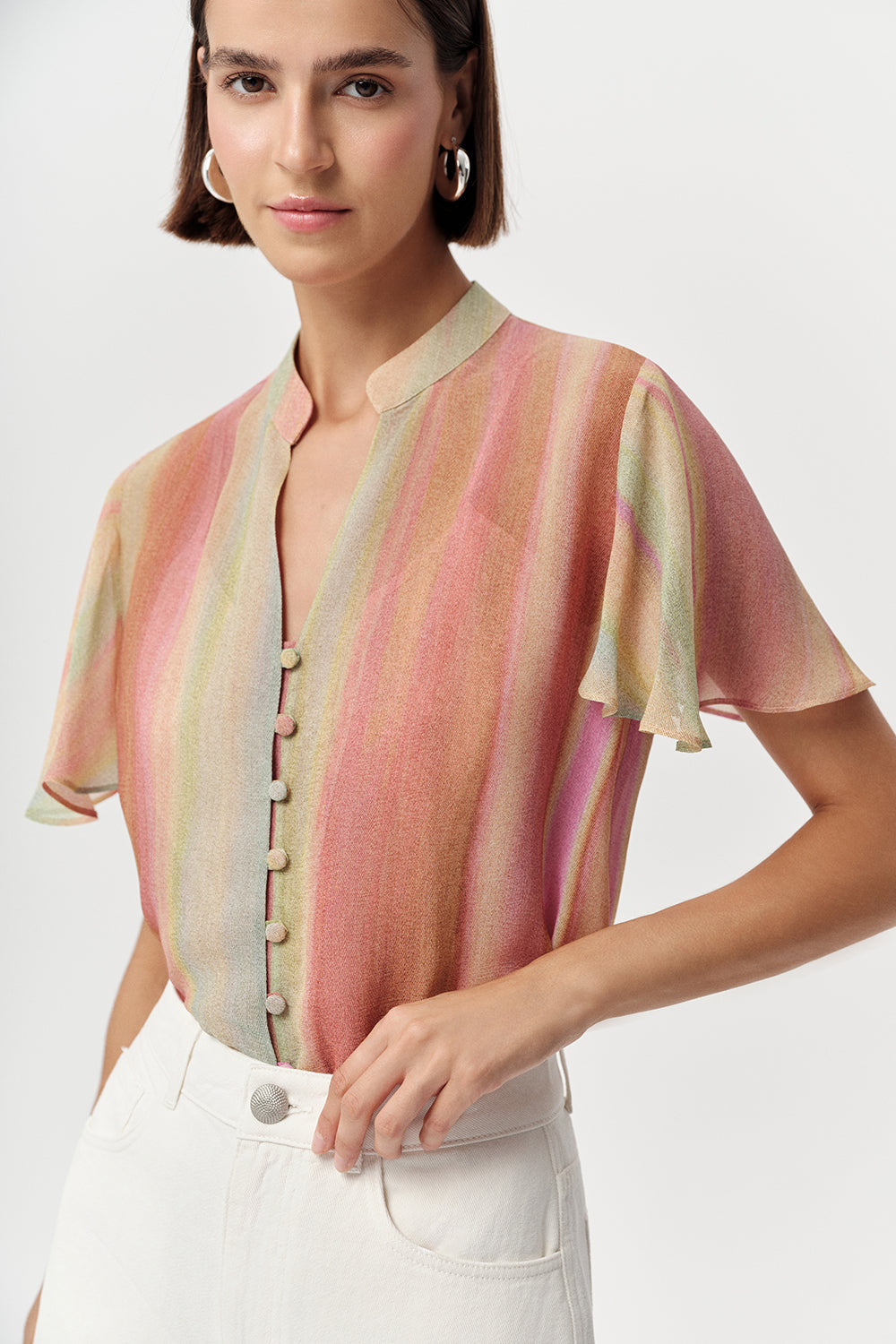 Nadine Short Sleeve Blouse - MULTI COLOR