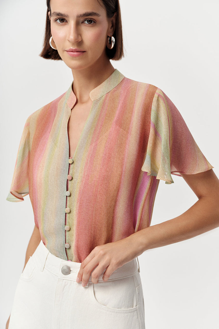 Nadine Short Sleeve Blouse - MULTI COLOR