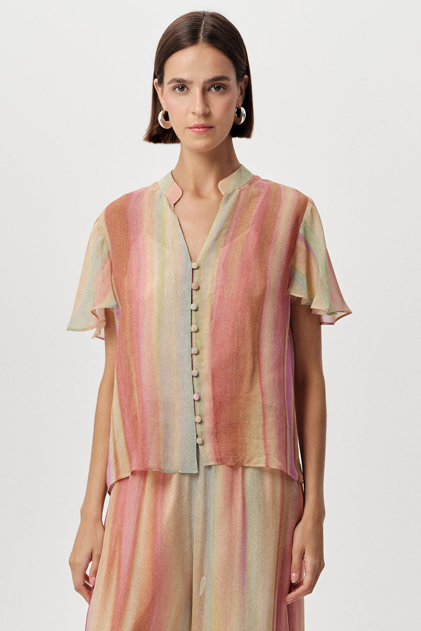 Nadine Short Sleeve Blouse - MULTI COLOR