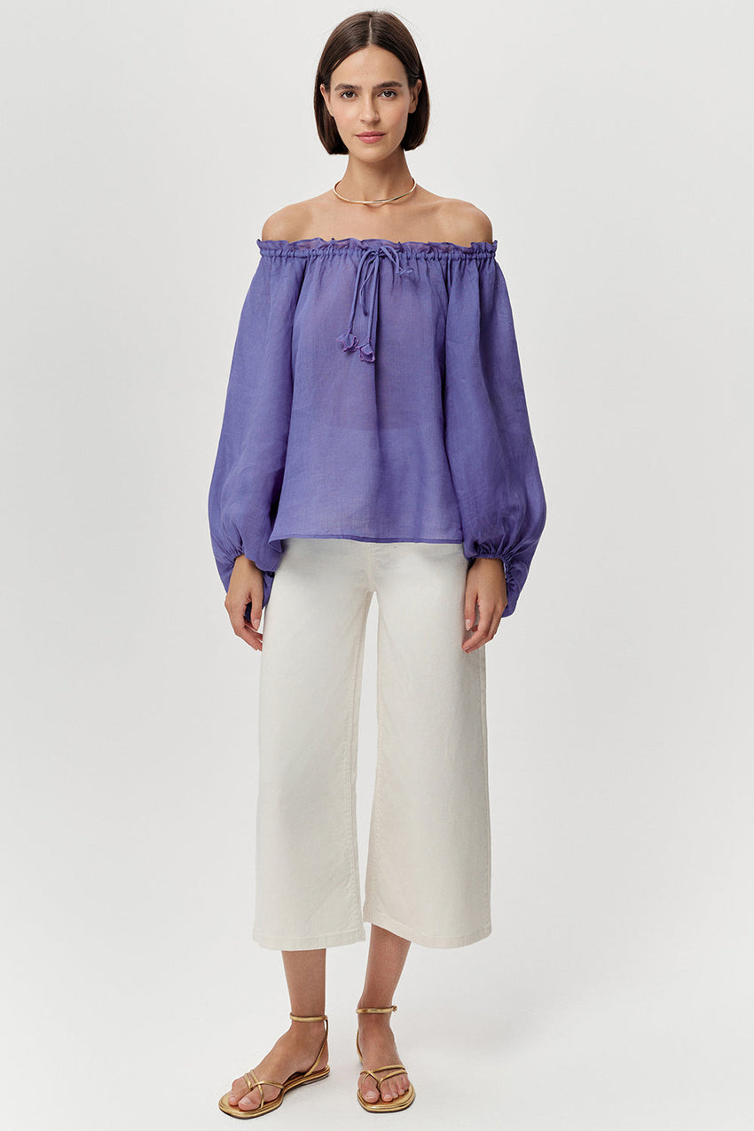 Adriene Tie Neck Blouse - LILAC