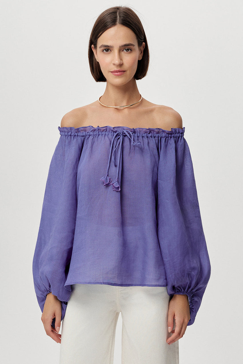 Adriene Tie Neck Blouse - LILAC