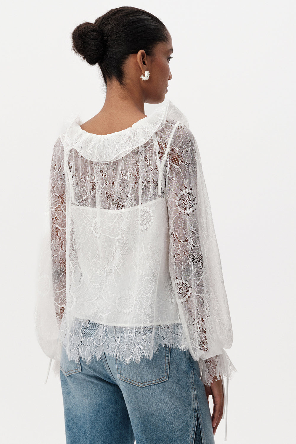 Cherree Long Sleeve Lace Blouse - ECRU