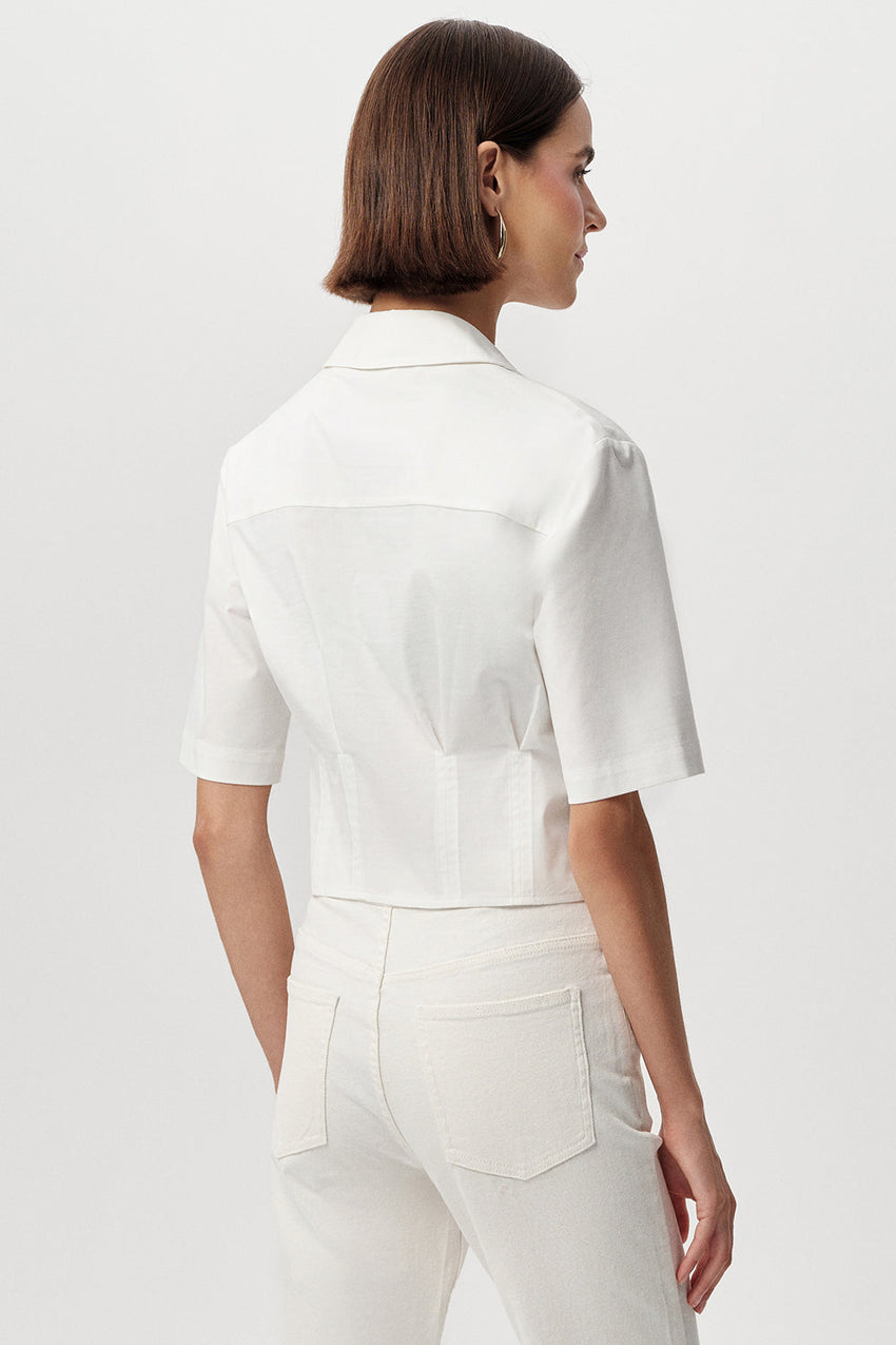 Charm Short Sleeve Crop Shirt - BONE