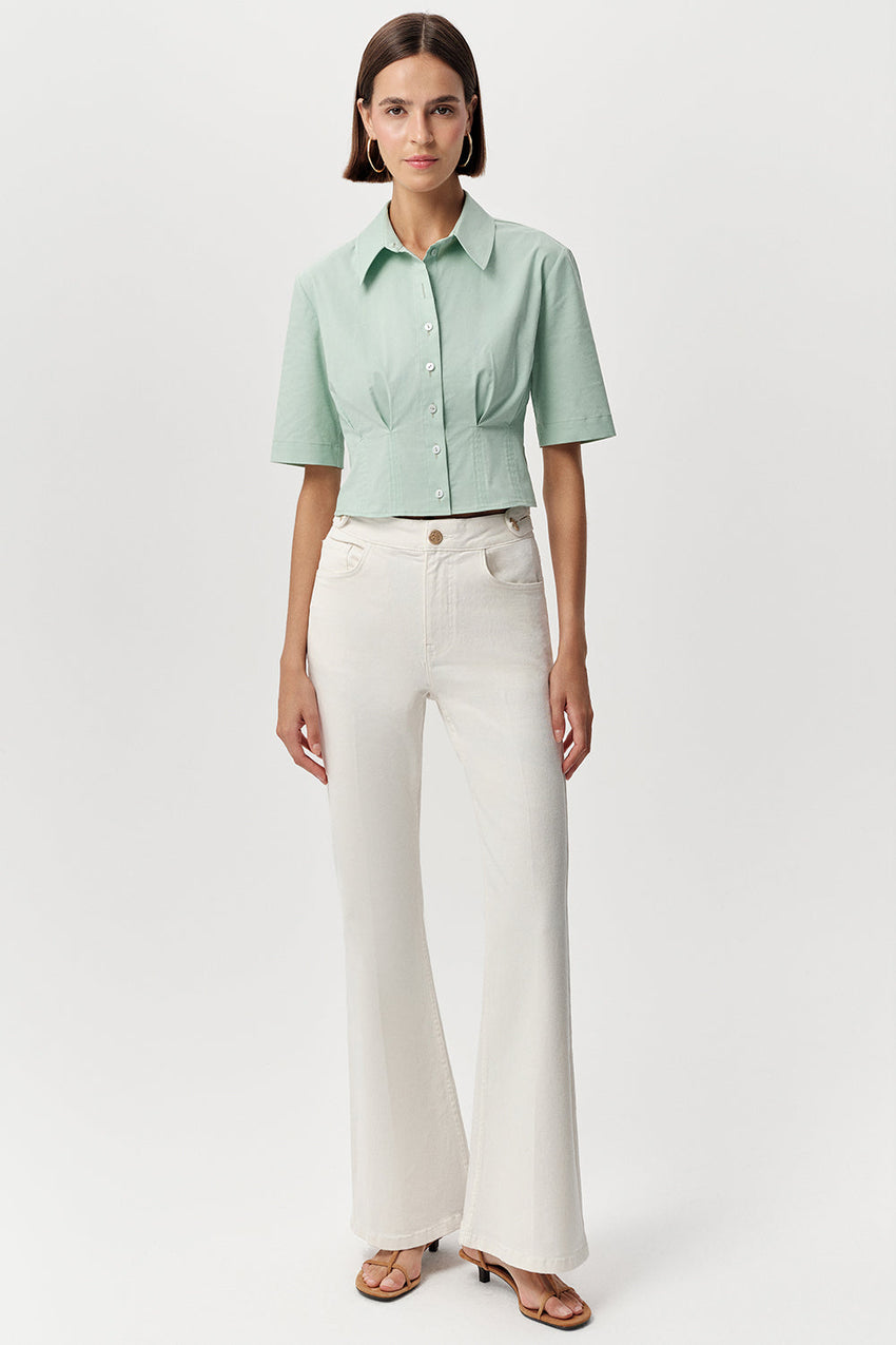 Charm Short Sleeve Crop Shirt - MINT