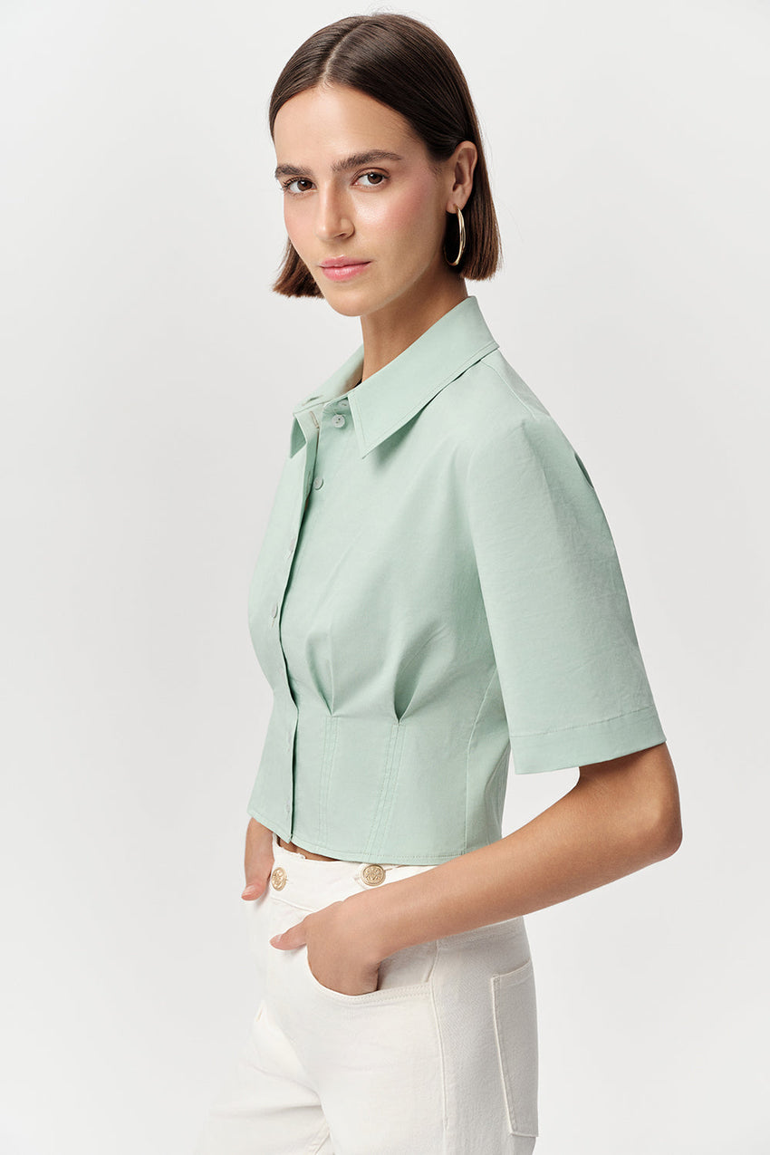 Charm Short Sleeve Crop Shirt - MINT