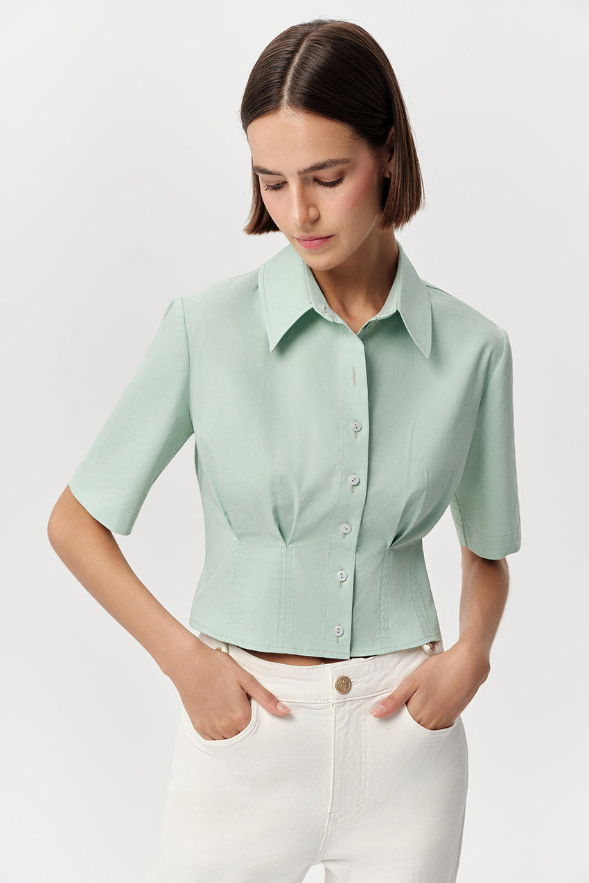Charm Short Sleeve Crop Shirt - MINT