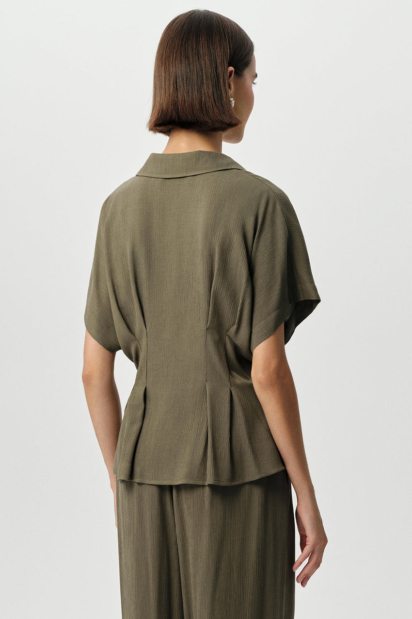 Loni Crinkle Shirt - KHAKI