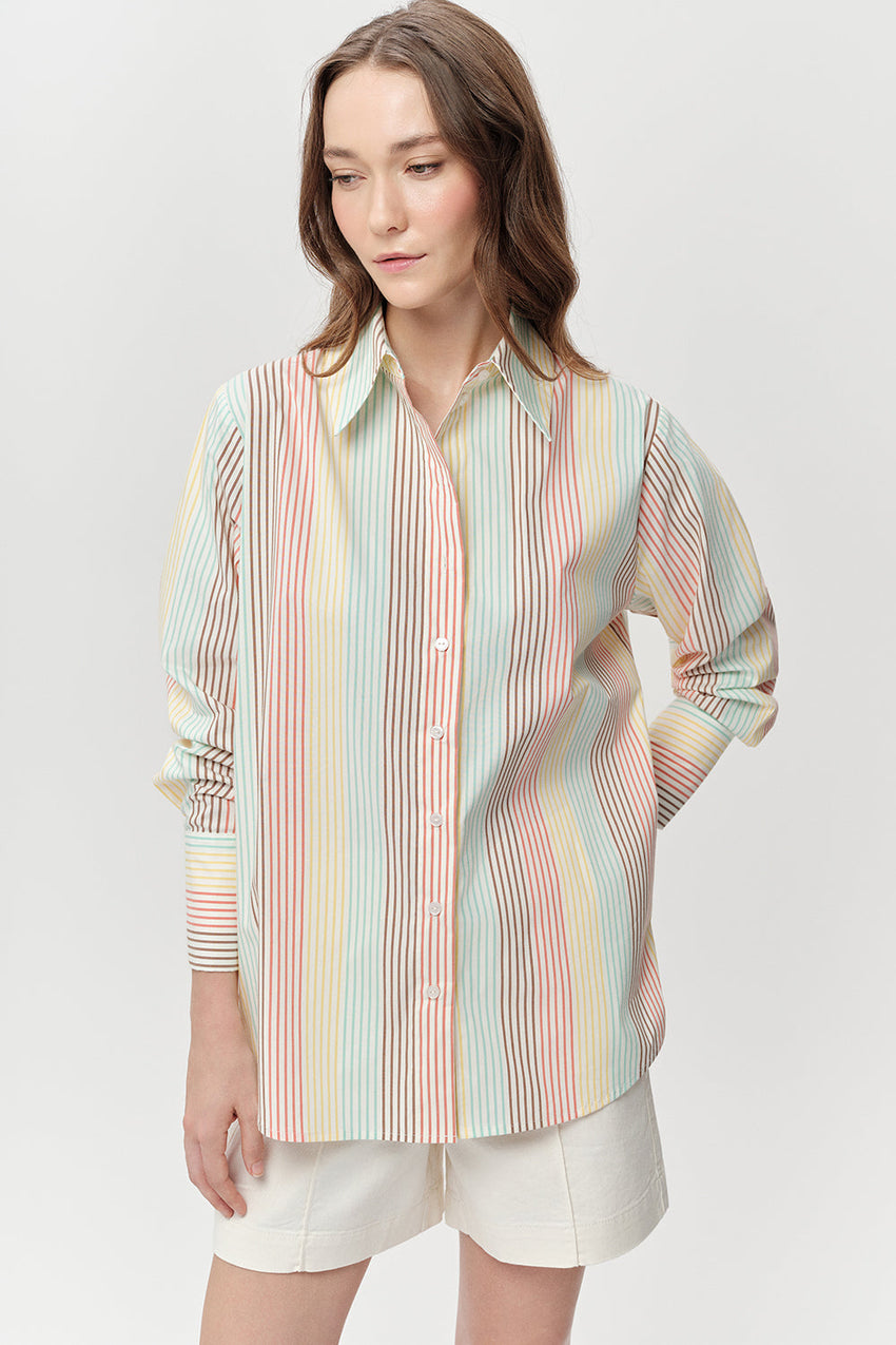Short Sleeve Linen Shirt - MULTI COLOR