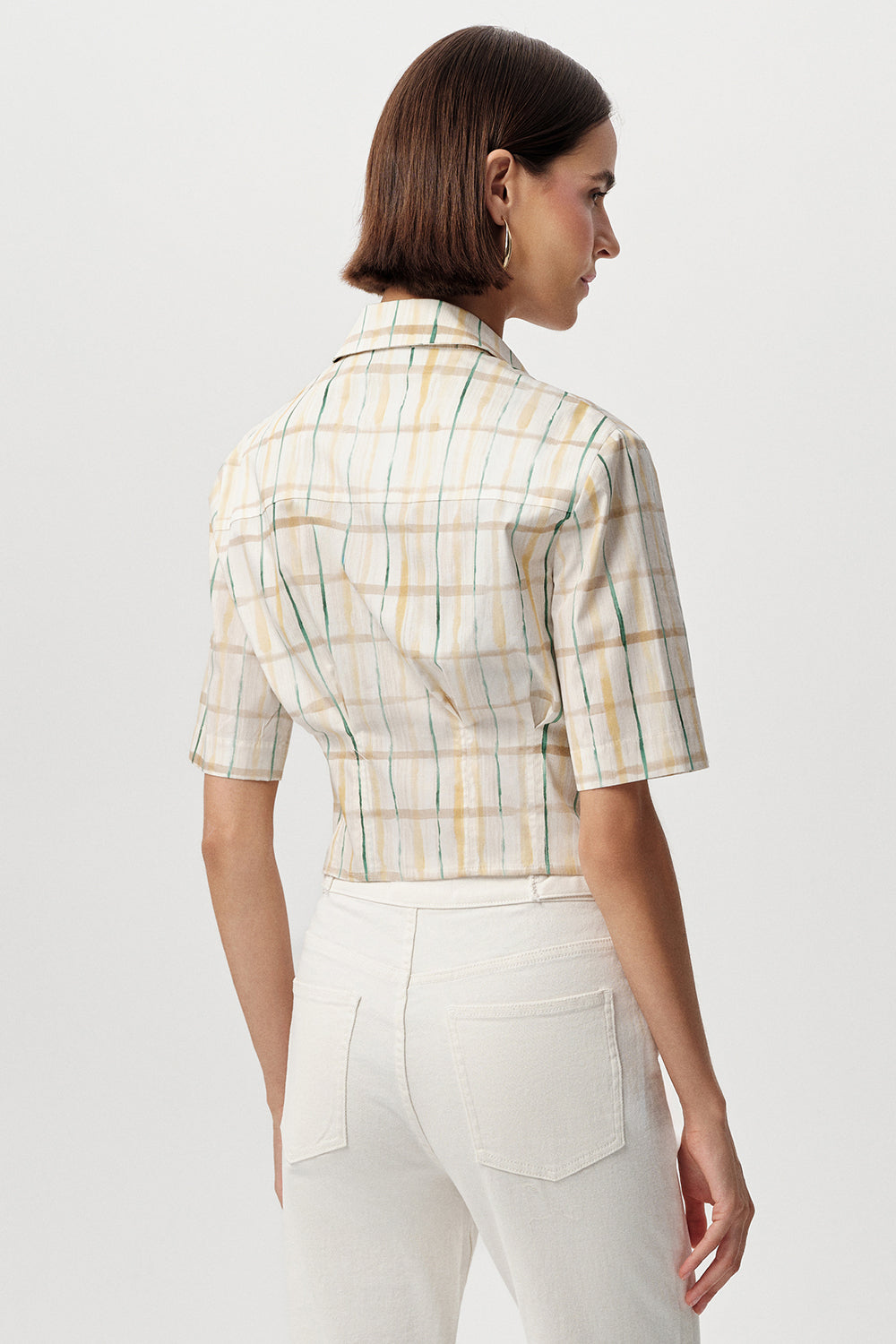 Alezae Short Sleeve Crop Shirt - MULTI COLOR