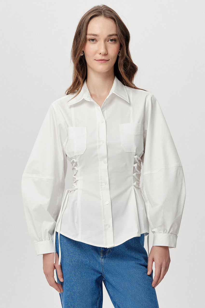 Arcene Balloon Sleeve Shirt - BONE