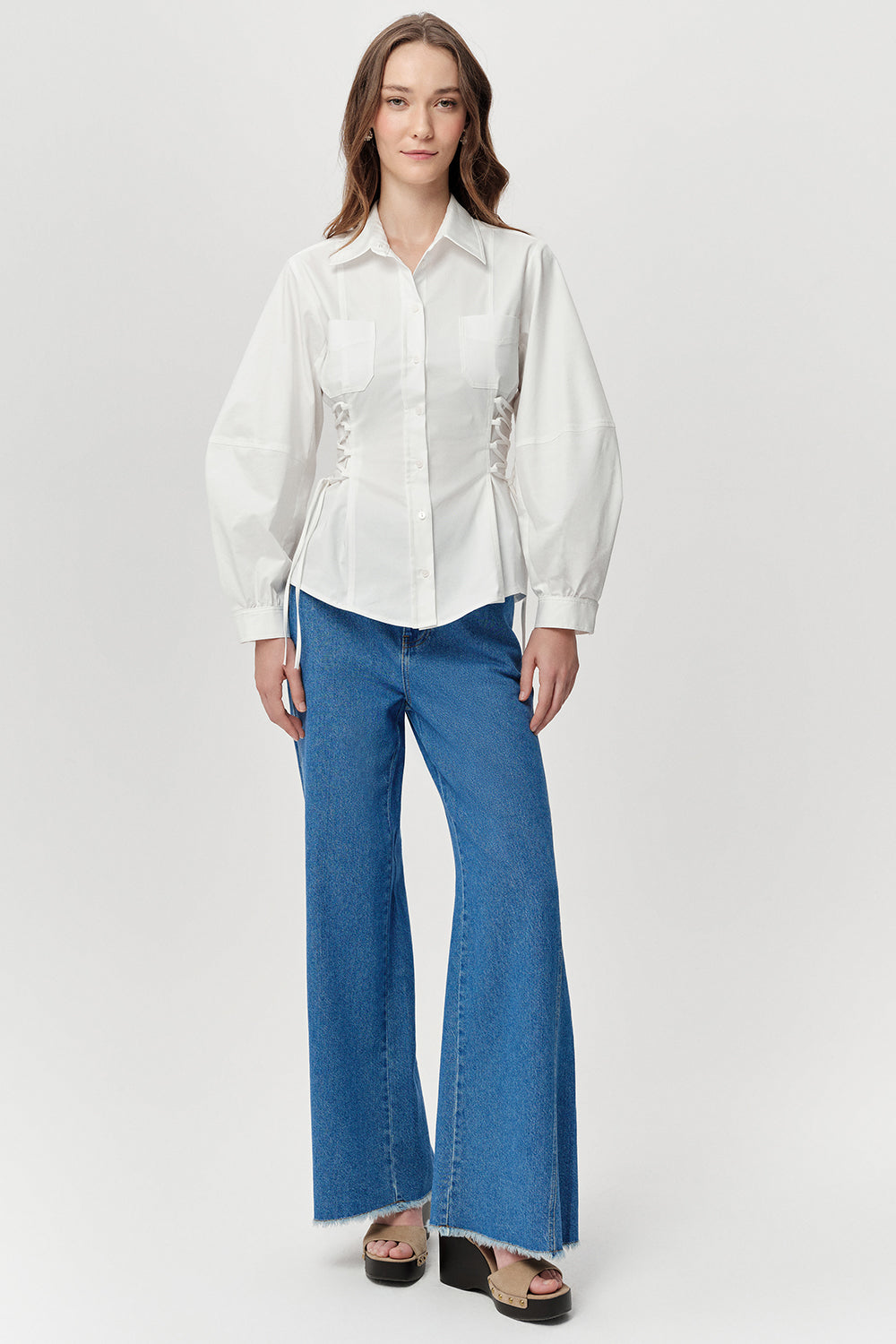 Arcene Balloon Sleeve Shirt - BONE