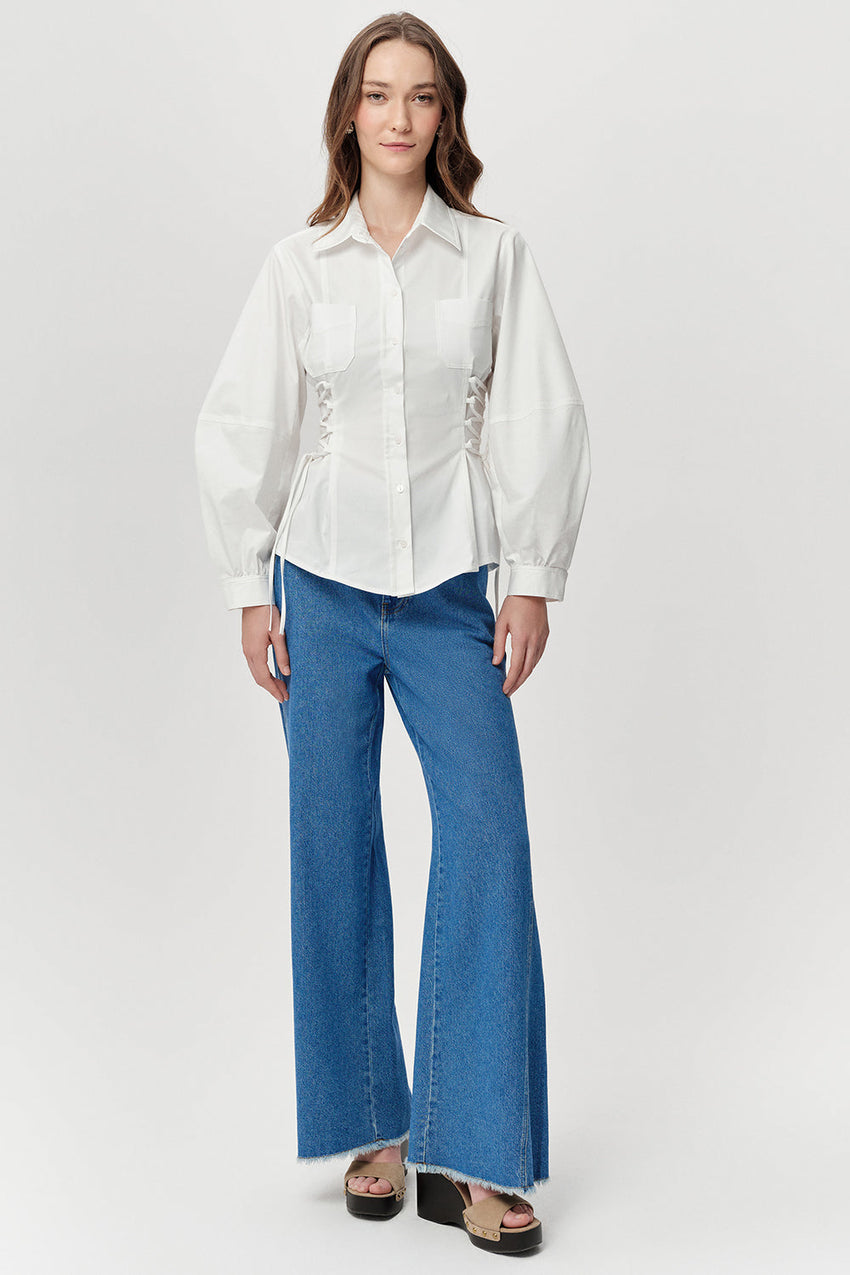 Arcene Balloon Sleeve Shirt - BONE