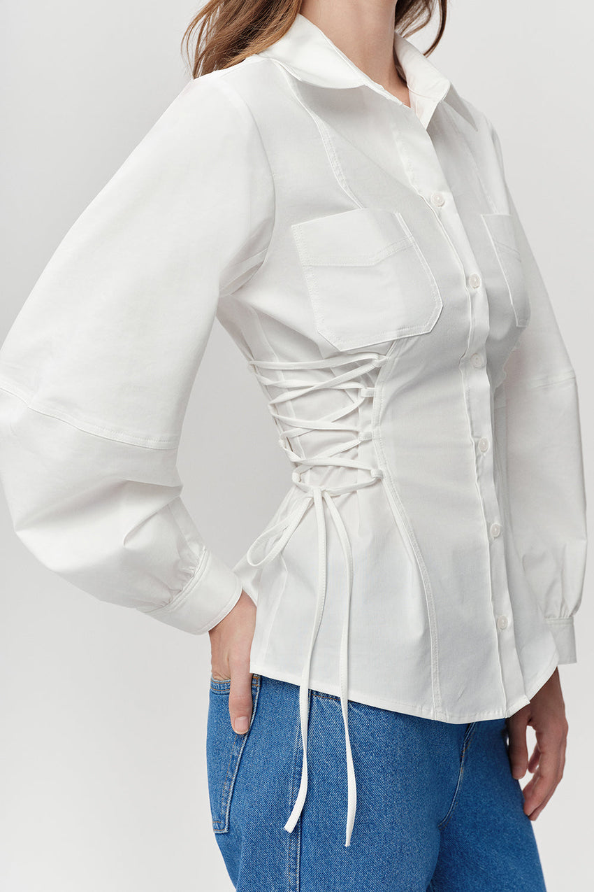 Arcene Balloon Sleeve Shirt - BONE