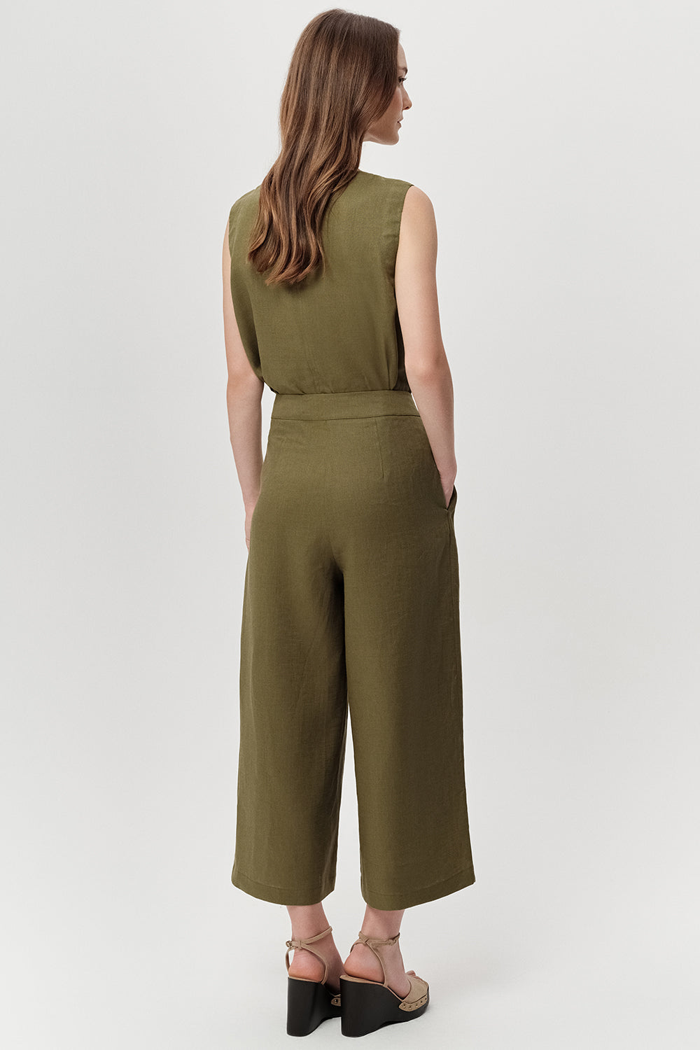 Linen Pants with Pockets - KHAKI
