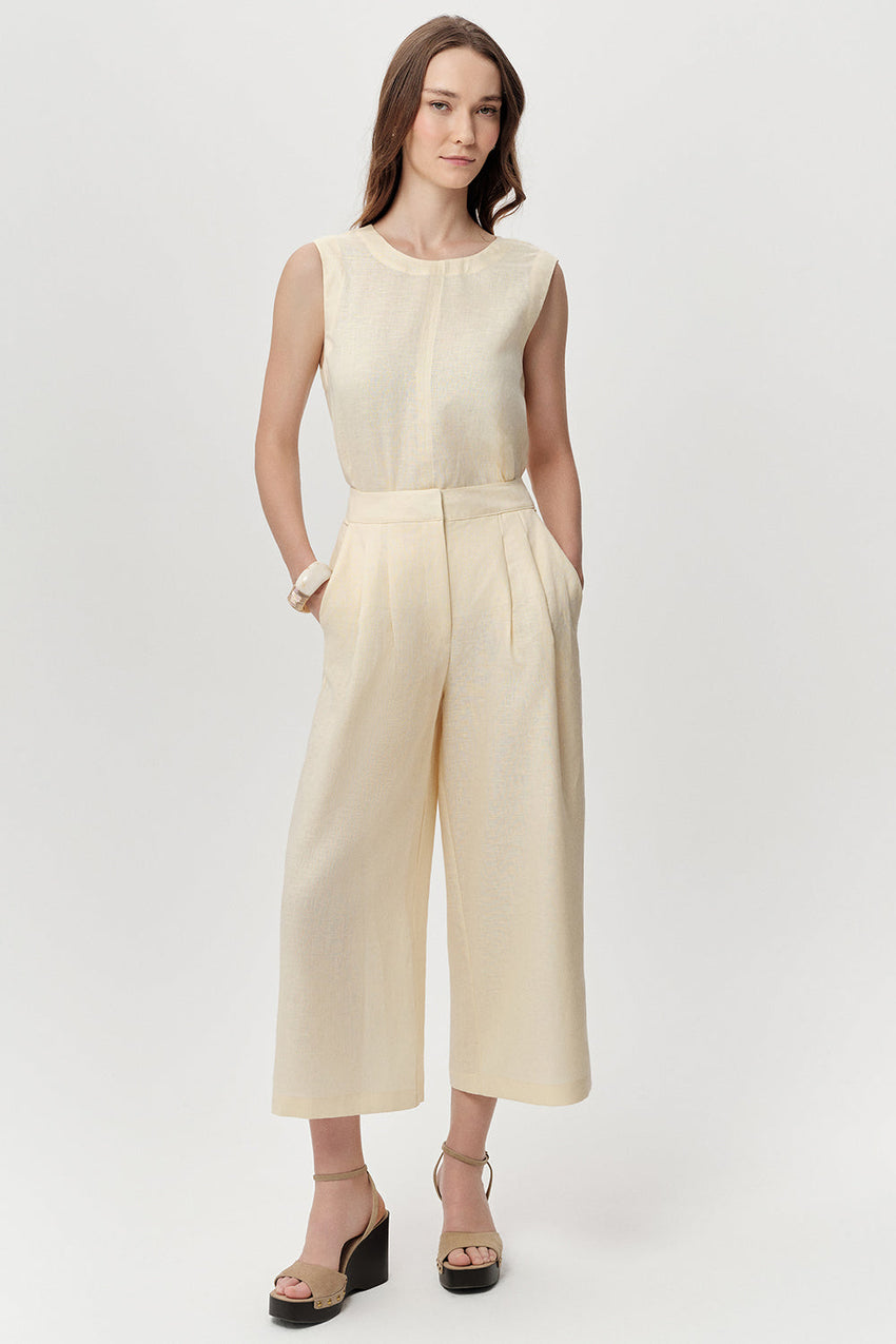 Linen Pants with Pockets - YELLOW