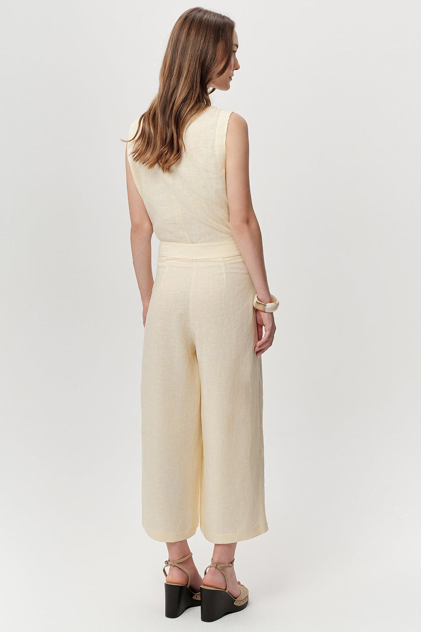 Linen Pants with Pockets - YELLOW