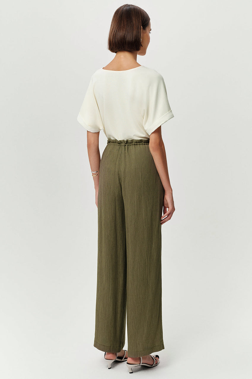 Wide Leg Woven Pants - KHAKI
