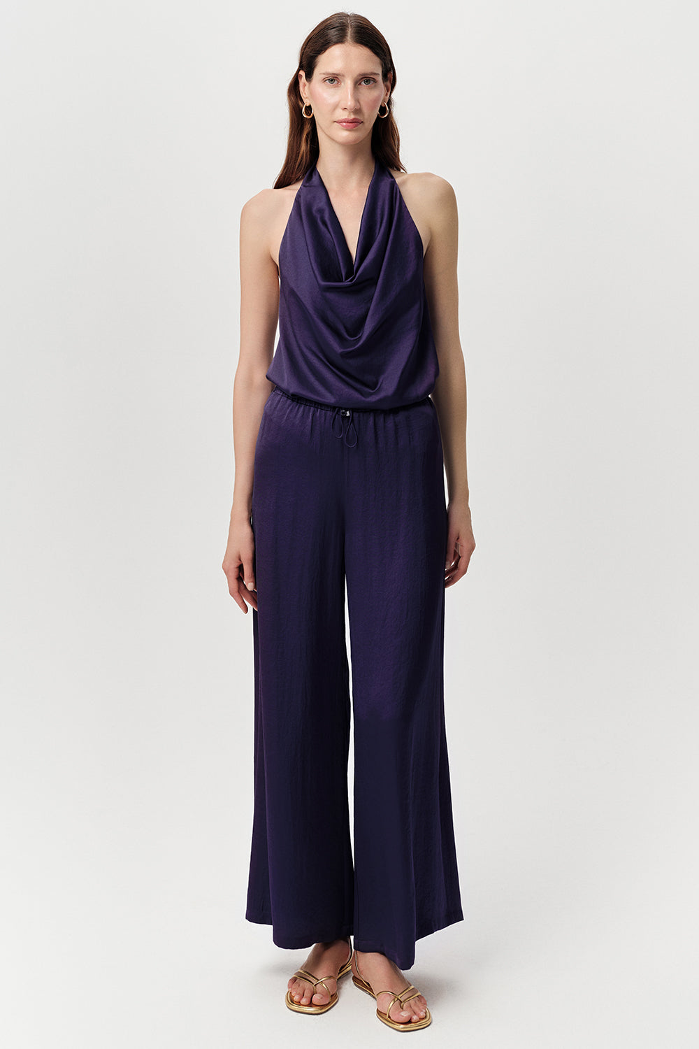 Wide Leg Pants - NAVY BLUE