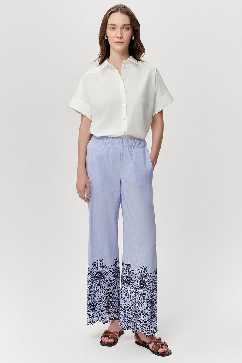 Elastic Waist Straight Leg Pants - MULTI COLOR