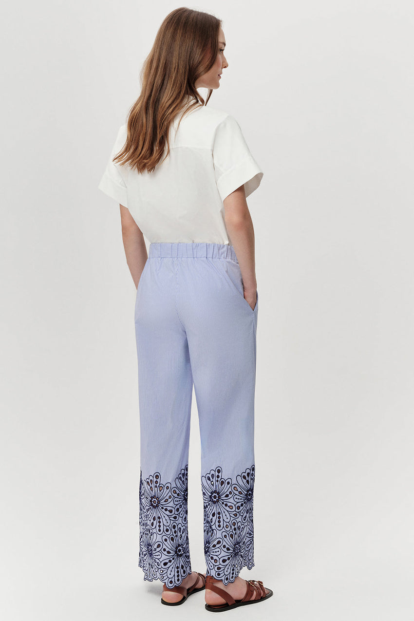 Elastic Waist Straight Leg Pants - MULTI COLOR