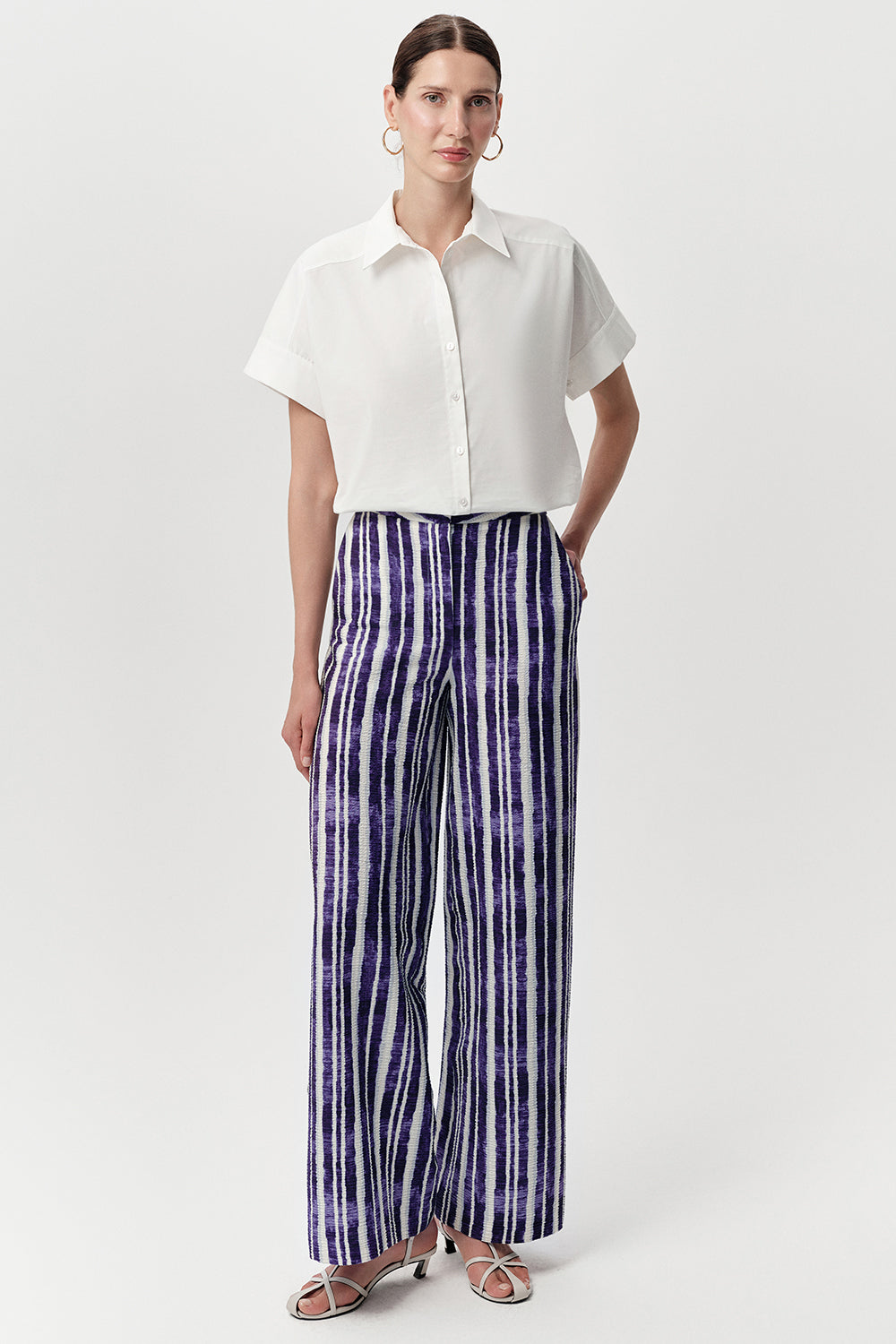 Wide Leg Pants - ROYAL BLUE-BONE