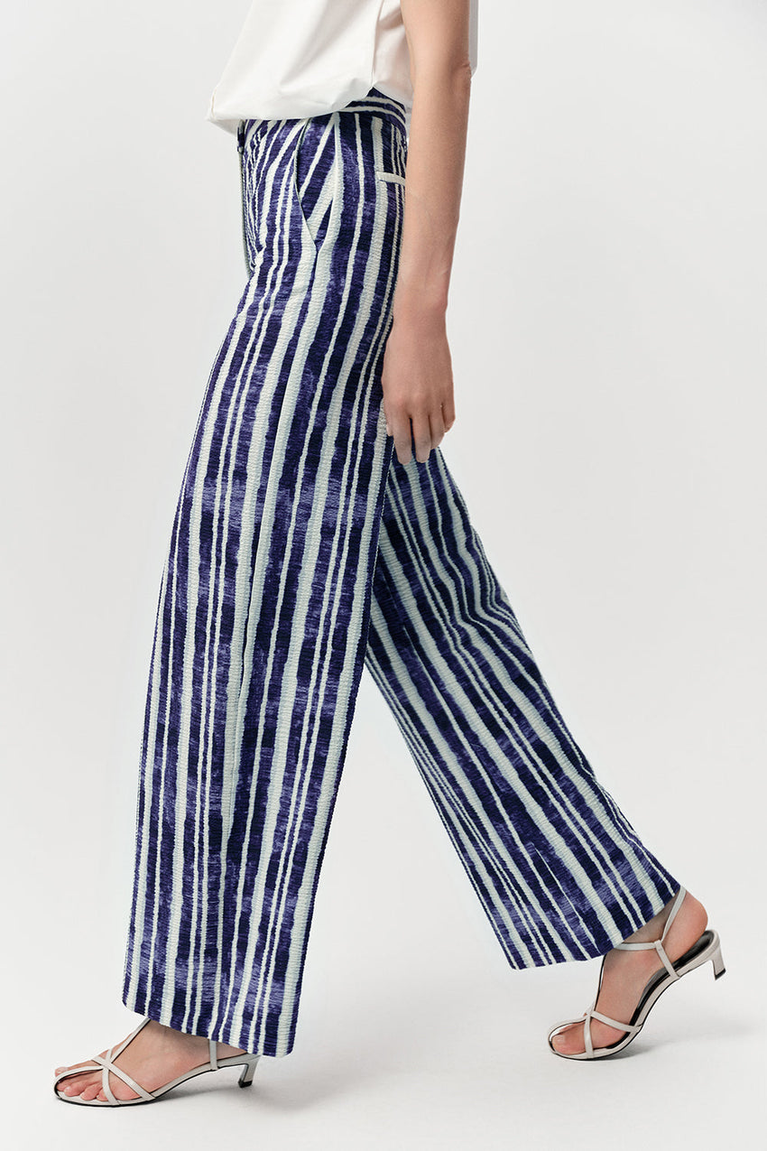Wide Leg Pants - ROYAL BLUE-BONE