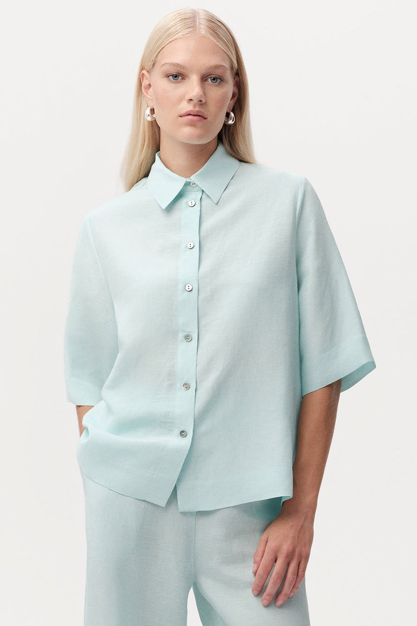 Calve Half Sleeve Shirt - TURQUOISE
