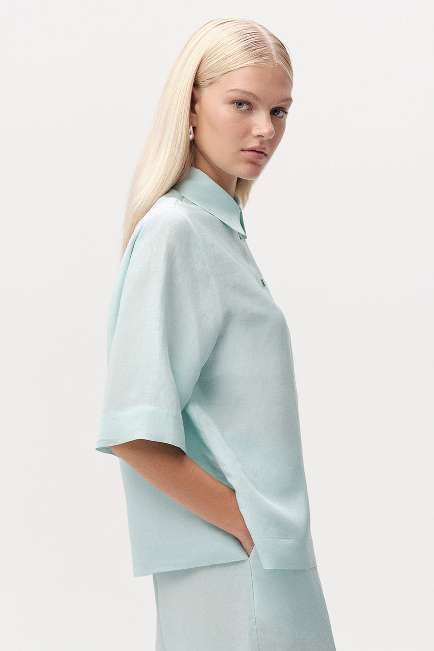 Calve Half Sleeve Shirt - TURQUOISE
