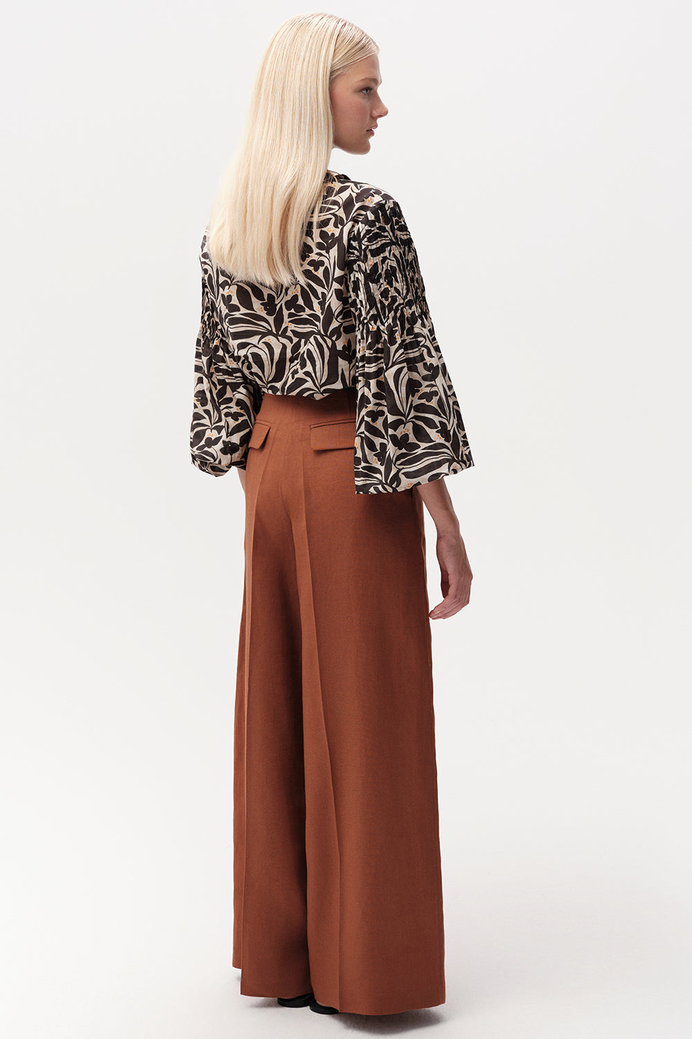 Wide Leg Linen Trousers  - TAN
