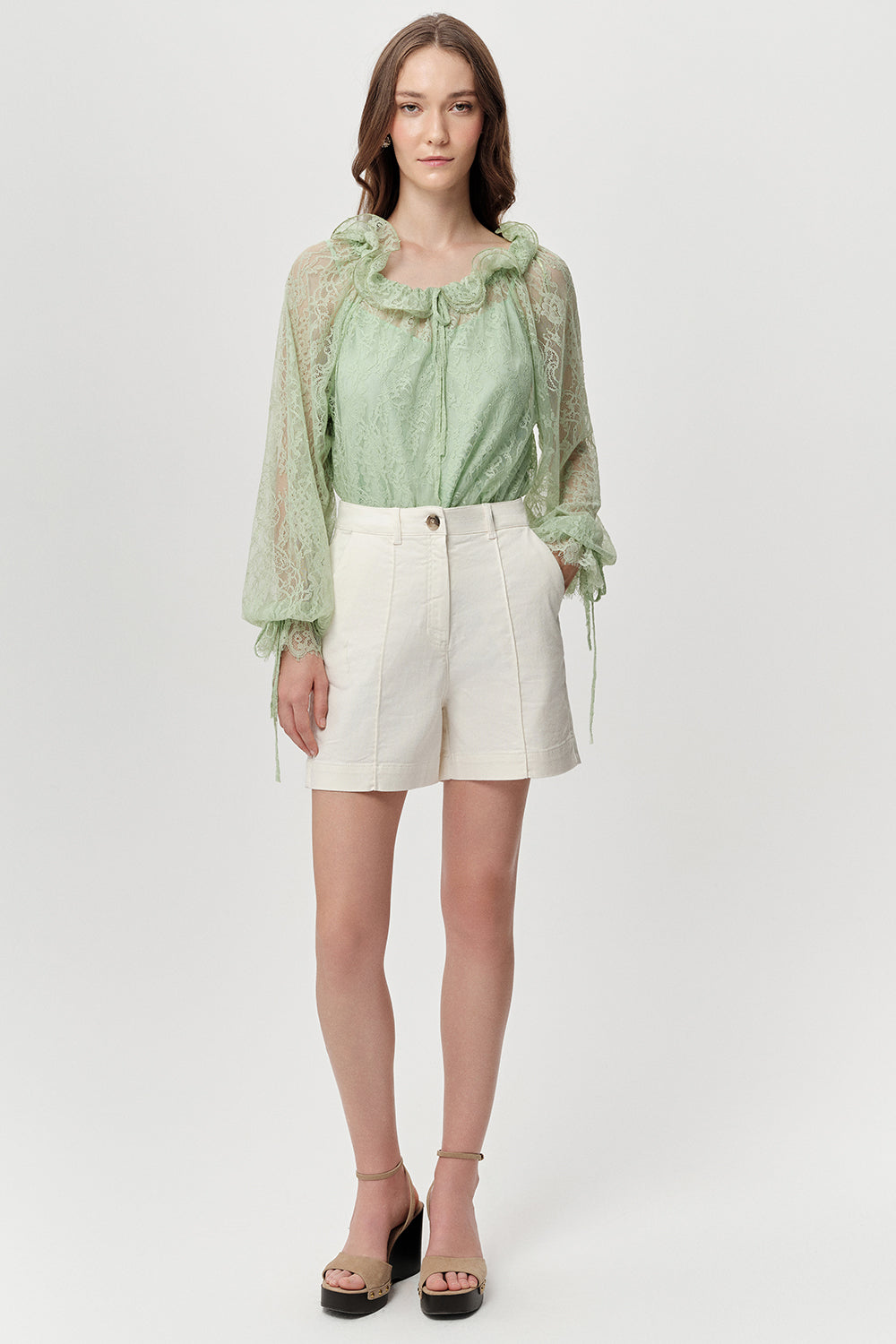 Denim Mini Shorts - ECRU