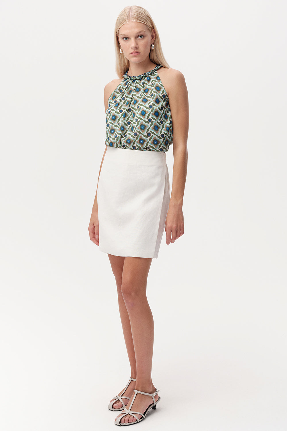 Elasticated Waist Linen Woven Shorts - WHITE
