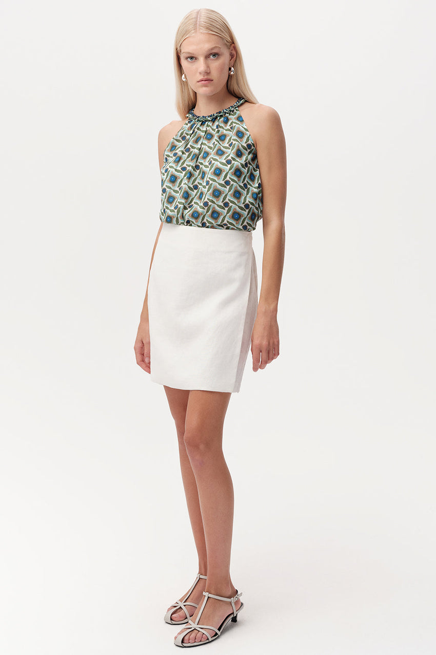Elasticated Waist Linen Woven Shorts - WHITE